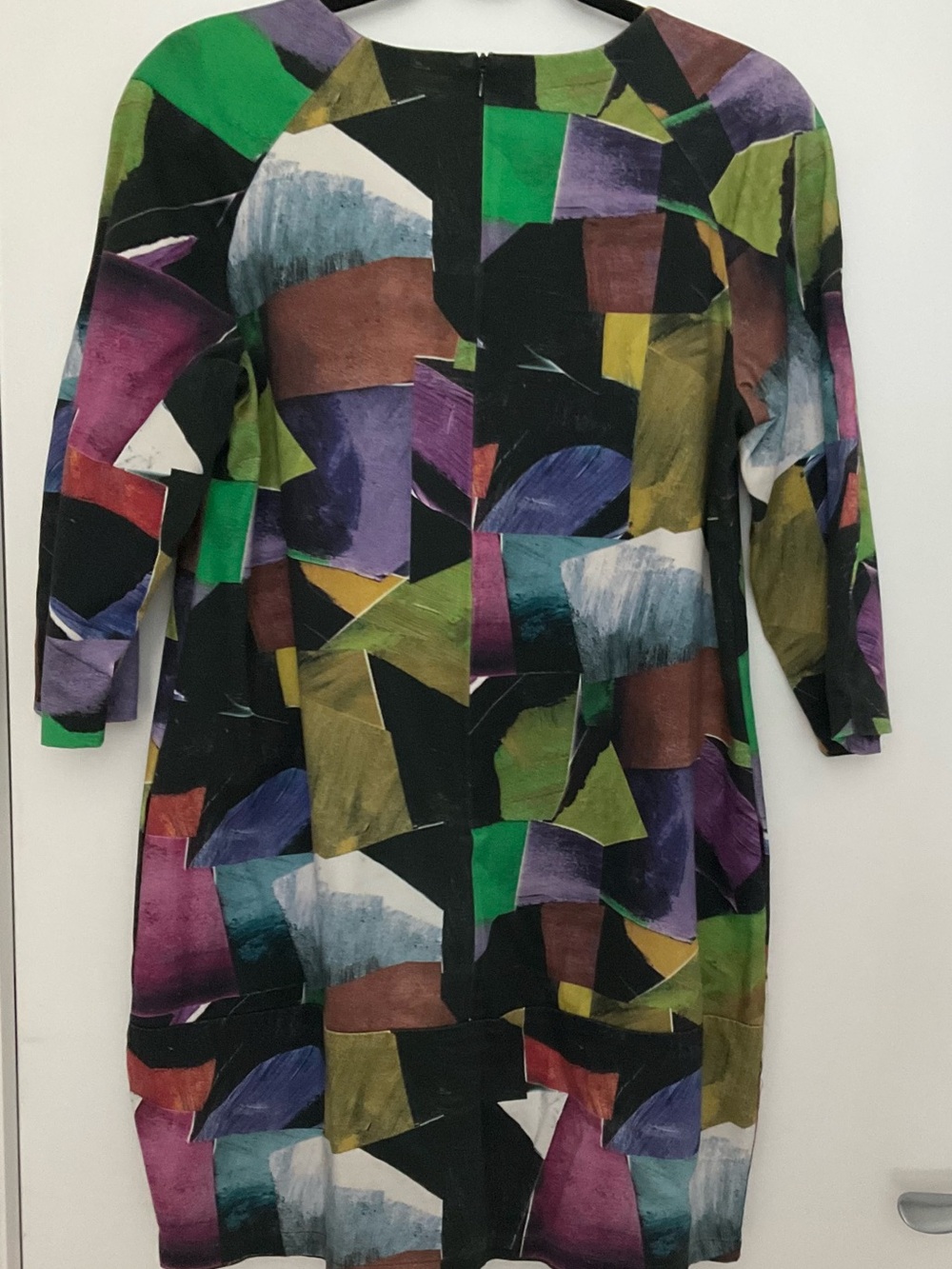 Marimekko Black Multicolor Abstract Patchwork Long Sleeve Dress - Picture 2 of 3